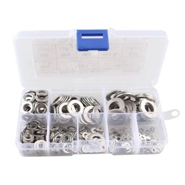 HALJIA 360 Pieces Flat Washers, 8 Sizes Penny Stainless Steel Washers, O Ring Washers Assortment Set, Locking Washers (M2 M2.5 M3 M4 M5 M6 M8 M10)