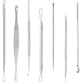 Nivofu 7Pcs Blackhead Remover Kit, Herramientas de Eliminación de Puntos Negros, Comedone Extractor Tool Acero Inoxidable, para Pimple Eliminar Blackhead Squeeze Pick Acné para Nose Face Skin
