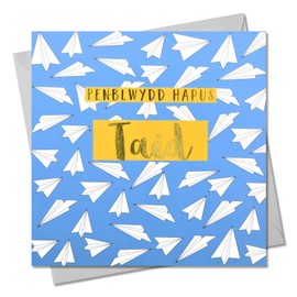 Claire Giles Welsh Happy Birthday Greeting Card Papa, Paper Planes, Greeting Card with Text Foiled in Shiny Gold, Pen-blwydd Hapus Taid, WCOL032,green|blue,‎16 x 0.4 x 16 cm; 21 Grams
