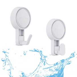 Bathroom Shower Plastic Suction Cup Hooks, Suction Hangers Reusable Suction Cup Holders for Loofah, Towels, Sponges, and More, Pack of 2，White