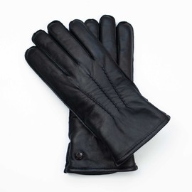 Hand Gewand by Weikert Exclusive Leather Gloves Made of Lamb Nappa Lined with 100% Merino Lambskin, Black, Lambskin Gloves Men, Warm, black