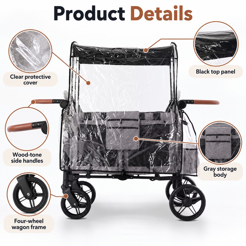 Stroller Wagon Rain Cover for W4 Quad Stroller – Plastic