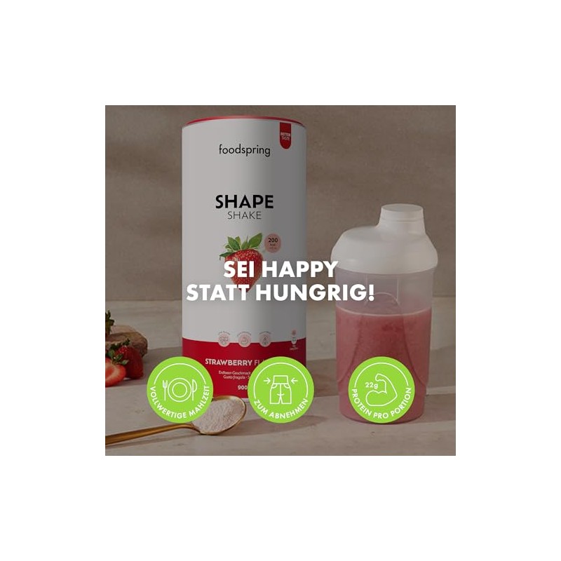foodspring Shape Shake Erdbeere ‚Äì Vollwertiger Mahlzeitenersatz-Shake zur Gewichtskontrolle mit