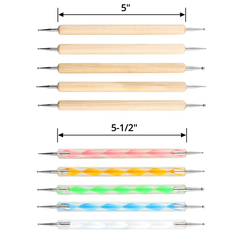 QWORK 10PCS Dotting Tools Set for Nail Art, Embossing Pattern