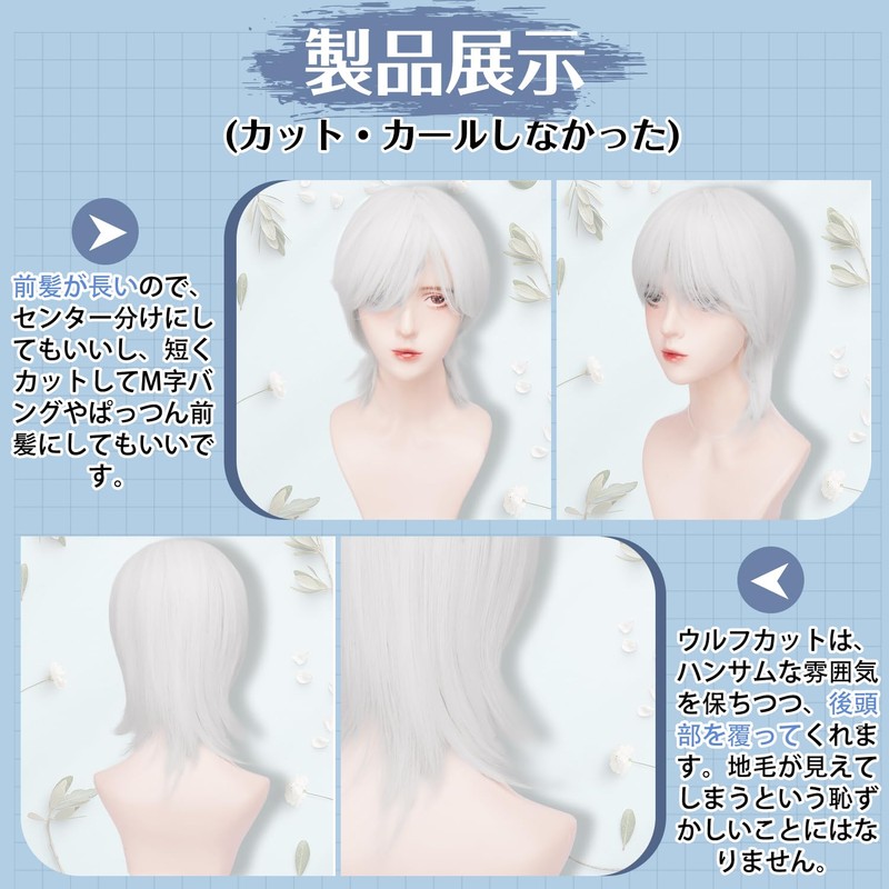 PEACOCO Men's Short Wig, Wig, Masculine Costume, Blonde Wig, Wolf,