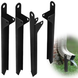 Wpbhk 2Pcs Rainwater Downspout Bracket, Adjustable Gutter Downspout Holder Stake, Rust-Proof Anchor for Pipe Support, Gutter Pipe Support for Lawns, Yards, Black