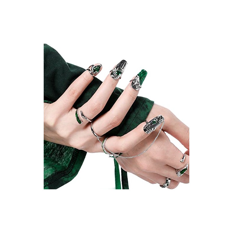 Women's Fingertip Nail Rings, Adjustable Opening Nail Art Charms Accessories,