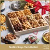 Nuts Gift Basket in Wooden Tray + Red Ribbon (12