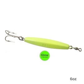 Fish WOW!® 6oz Diamond Jig Glow jigs with a Treble Hook - Glow in The Dark