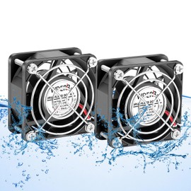 WDERAIR 60 x 25mm 12V DC IP67 Rated Waterproof and Dustproof High Speed Small Electric Fan for DIY Cooling Ventilation Projects 2 Pack