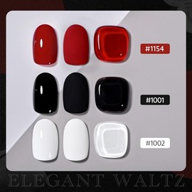 GAOY- Kit de esmaltes de uñas en gel, 3 colores, 16 ml, blanco, rojo y negro, juego de esmaltes de gel UV Soak Off - Elegant Waltz