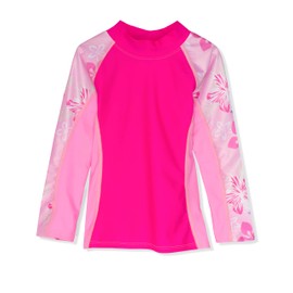Tuga Girls Shoreline L/S Rash Guard, Made in USA (UPF 50+), Baya, 4/5 yrs