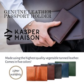 Kasper Maison Premium Leather RFID Passport Cover & Travel Wallet with Anti-theft RFID Blocking, Blue, one_size, Classic
