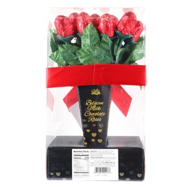 Chocolate Roses Valentine's Belgian Milk Chocolate Rose Bouquet, One Dozen Individually Wrapped Candy Flowers, Sweet Gift for Special Someone, 1.69 Ounces