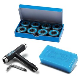 [CCS] Blue Steel Bearings with Black Skateboard Tool and Blue Wax