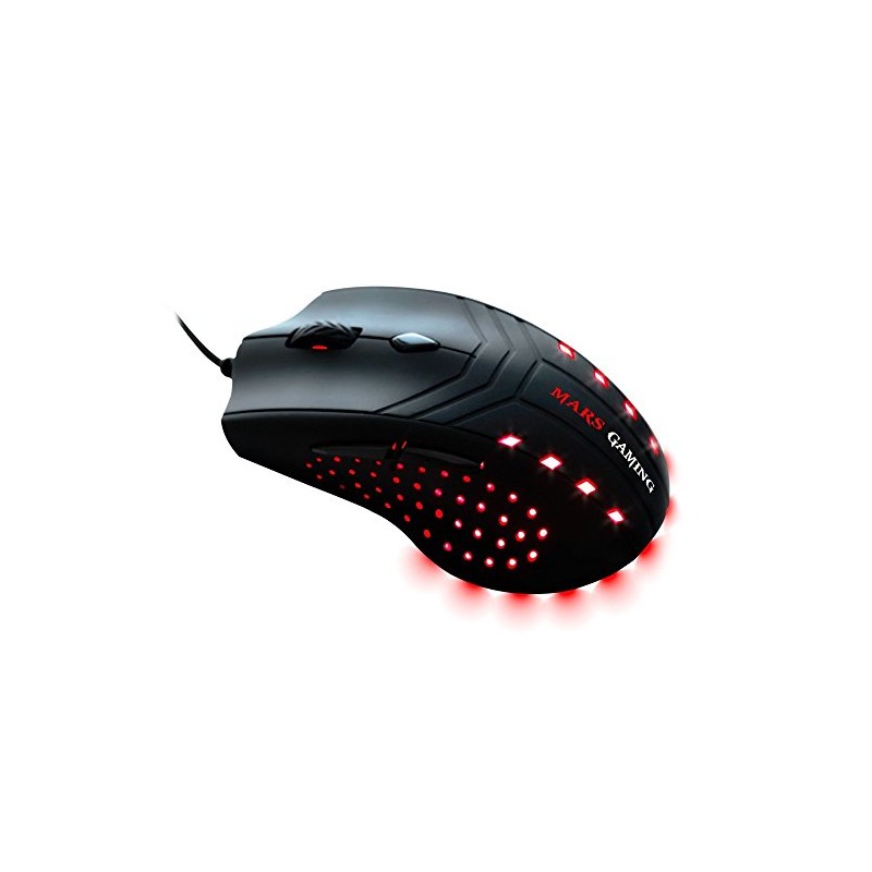 Mouse MM0 Mars Gaming (Sensor óptico, 2800 DPI, iluminación roja)
