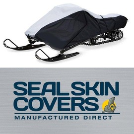Seal Skin Cover trailerable Snowmobile Cover for Polaris Skidoo Yamaha Heavy Duty 600D Waterproof All Weather Protection with Storage Bag fits Snowmobile Up to 145" Long