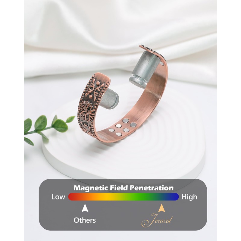 Jeracol Coppr Bracelet for men,99% Solid Pure Copper Magnetic Bracelet