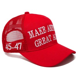 Lotsduoler Trump Hat Trump 2024 Hat Trump Merchandise MAGA Hat Make America Great Again with USA Flag Baseball Cap, Mesh Red, One Size