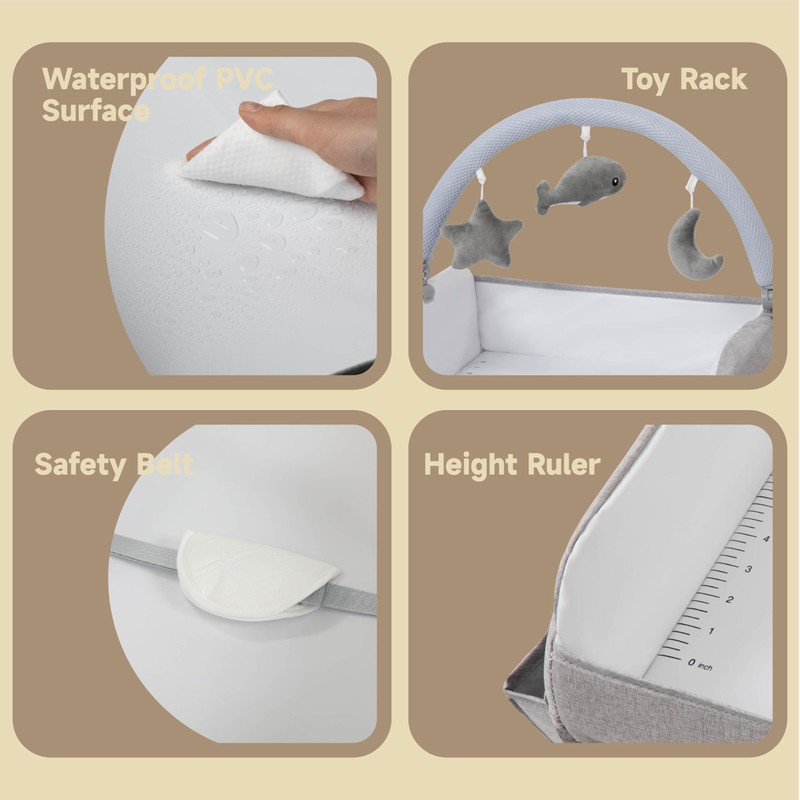 Baby Changing Table, Versatile Portable Folding Changing Table, Waterproof Diaper