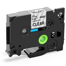 1 Piece 12mm Clear Black Letter P Touch Tape Transparent TZe-131 TZ 131 Laminated PT Label Writer TZE Tape Length 8m Compatible with Brother PTouch P-Touch