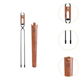 Harilla Campfire Tongs, Fire Tongs with PU Leather Case, Long Handle, Firewood Tongs for Grill, Indoor, Outdoor, Barbecue