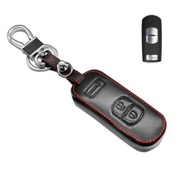 MECHCOS Compatible with Mazda 3 6 CX-5 9 3 Buttons Leather Keyless Entry Remote Control Key Fob Cover Pouch Bag Jacket Case Protector Shell