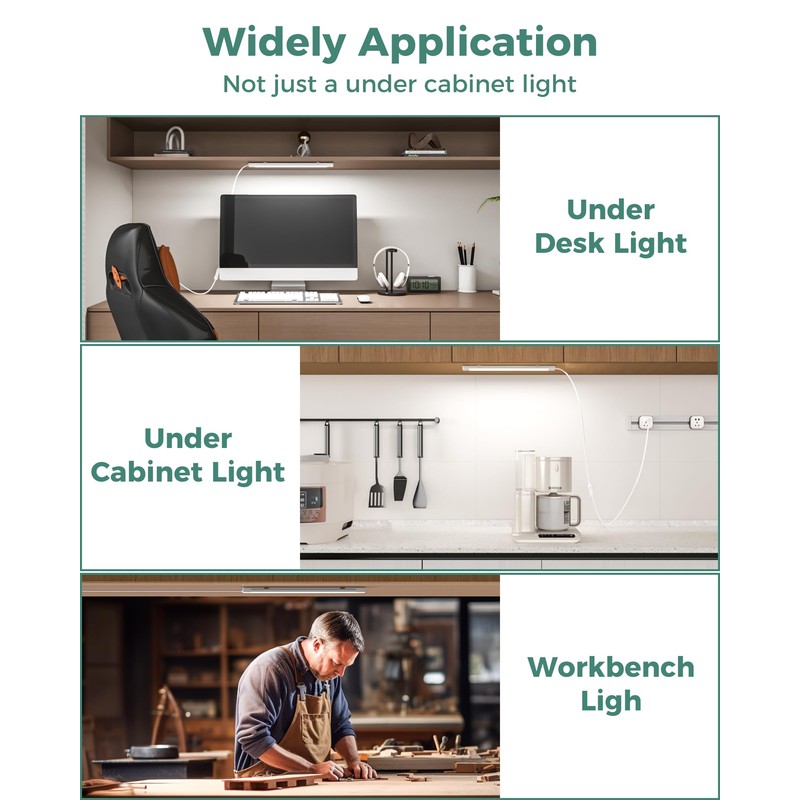 ASOKO 16 Inch Under Cabinet Lights,Plug and Play Under Counter