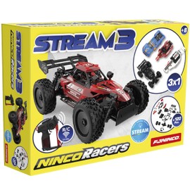 Ninco - Stream 3 assembly without tools and drive 1 car with different bodies, with more than 120 parts and a top speed of 8 km/h, for children from 8 years (NH93180)