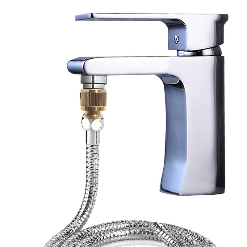 Quick Disconnect Shower Hose to Sink Faucet Snap Adapter, Indoor