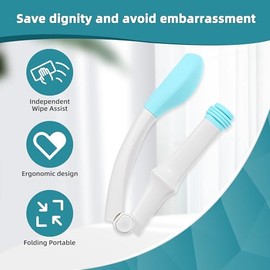 Portable Toilet Aids for Wiping - 15.7” Press to Fold Long Reach Comfort Bottom Buddy Wiping Aid - Travel Butt Wiper After Surgery for Disabled,Elderly,Pregnant