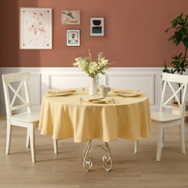 Thanksgiving Holiday Charleston Sandal Yellow 70 inch Round Fabric Tablecloth, Cotton Table Cover for Indoor Outdoor Dining, Machine Washable Solid Color Tablecloths for Everyday Use