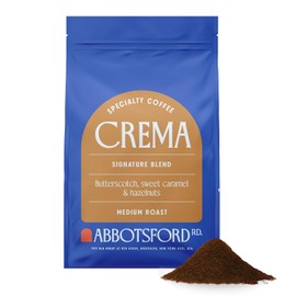 Crema Flavored Ground Coffee Medium Roast, Butterscotch, Hazelnut Flavors & Sweet Caramel Ground Coffee, 12 oz Specialty Coffee Bag, Freshly Roasted in Brooklyn, Kosher Certified