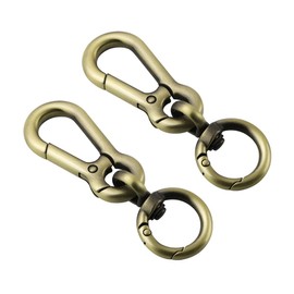TANJUN Metal Spring Snap Hooks Clip,Car Keys Keychain, 2 Pack Heavy Duty Keychains,Trigger Spring Swivel Buckles for Bags (Bronze)