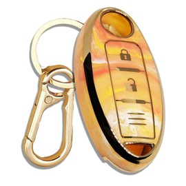 FRACTAL CREATION Nissan Compatible Key Cover, TPU Material, Smart Key Case, Drop Prevention, Shockproof, Lightweight, Key Holder, For Banet, Caravan, X-Trail, Elgrand Kicks Notebook, Leaf, orange