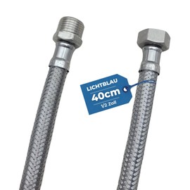 LICHTBLAU Kink Resistant Stainless Steel Extension I 40 cm I 1/2 Inch I Suitable for Drinking Water Tap Angle Valve Reinforced Hose Kitchen Tap Bathroom