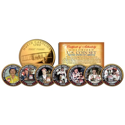 DALE EARNHARDT7-Time Champ 24K Gold Plated North Carolina Quarters 7-Coin Set