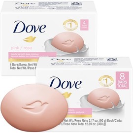Dove Soap, Pink Beauty Bar 2-Pack (8 Soap Bars) – 3-in-1 Moisturizing Face, Body & Hand Soap, 4.75 Oz Ea