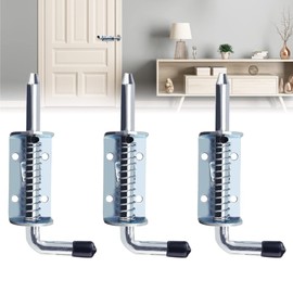 LYTIVAGEN Pack of 3 Spring Latch Gate Bolt Silver Bolt Metal Door Bolt Galvanised Door Lock Latch Spring Snap Lock Door Lock for All Types of Interior Doors