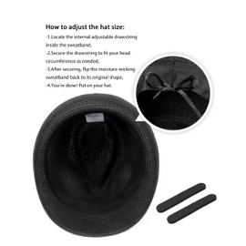 Zylioo Large Straw Fedora Hats,Short Brim Trilby Sun Hat,Packable Roll Up Panama Summer Hat