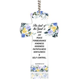 Christian Christmas Ornaments,Galatians 5:22-23 The Fruit of Spirit Sign Bible Verse Cross Ornaments,Christian Religious Scripture Prayer Gifts for Women Men,Christian Cross for Christmas Tree Decor