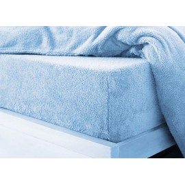 Glamptex Deep 30CM Teddy Bear Fur Sherpa Fleece Fitted Sheet, Single Double King Super (Blue, Double)