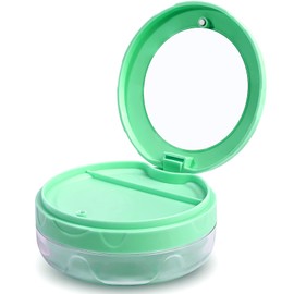 Uouovo Denture case Retainer Case, Leak Proof Denture Cup, Denture Bath Case, Retainer Cleaning Box for Traveling, Partial Denture Case with Strainer & Mirror (Green)