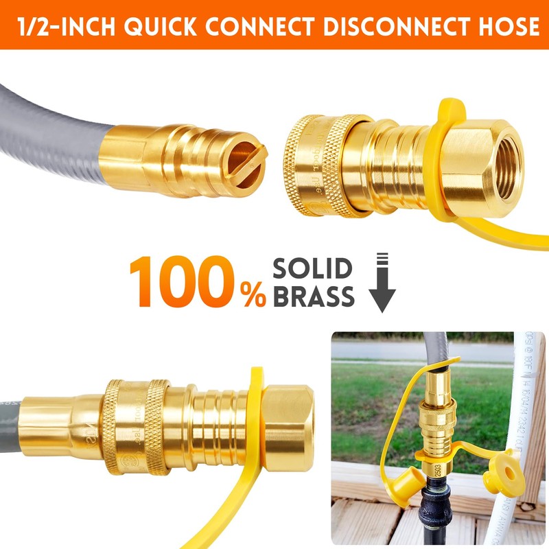 GasSaf 8 FT Natural Gas Grill Hose with Quick Connect