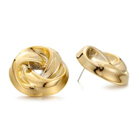 RUOFFETA Acrylic Love Knot Stud Earrings, Candy Color Statement Earrings for Women(Gold)