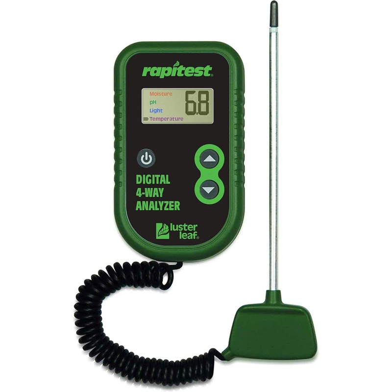 Luster Leaf Rapitest 4-Way Digital Soil Analyzer for pH, Moisture,