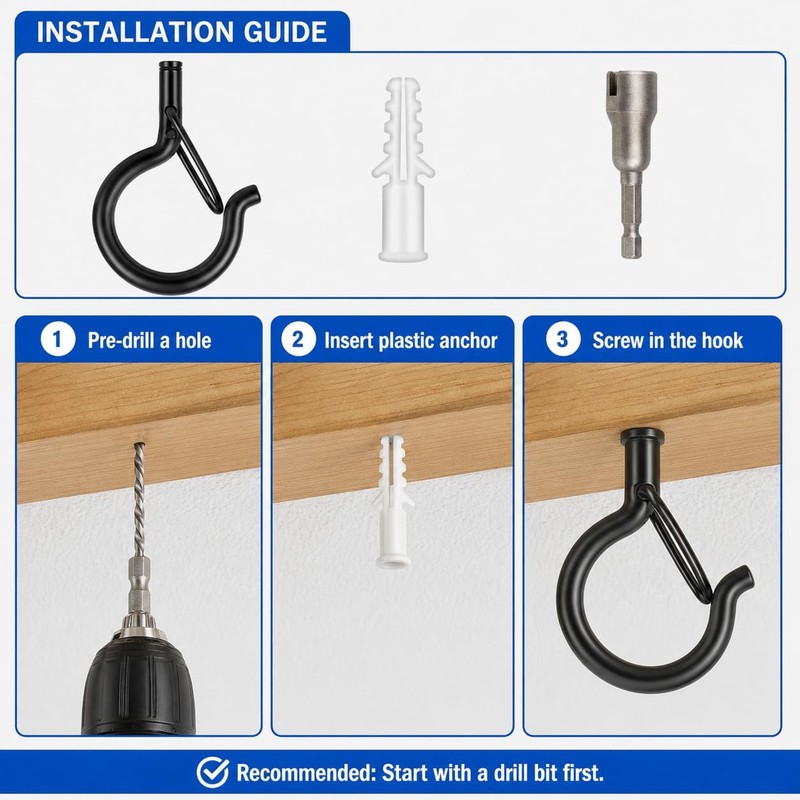 TviewSmart Q Hanger Screw Hooks for Hanging Outdoor String Lights
