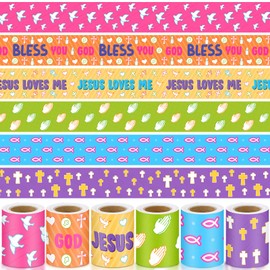 Fuyoooo 6 Rolls 197 Ft Christian Jesus Bulletin Board Borders Sunday School Classroom Decorations Religious Jesus Loves Me Border Trim Elementary Kindergarten Preschool Church Chalkboard Wall Decor