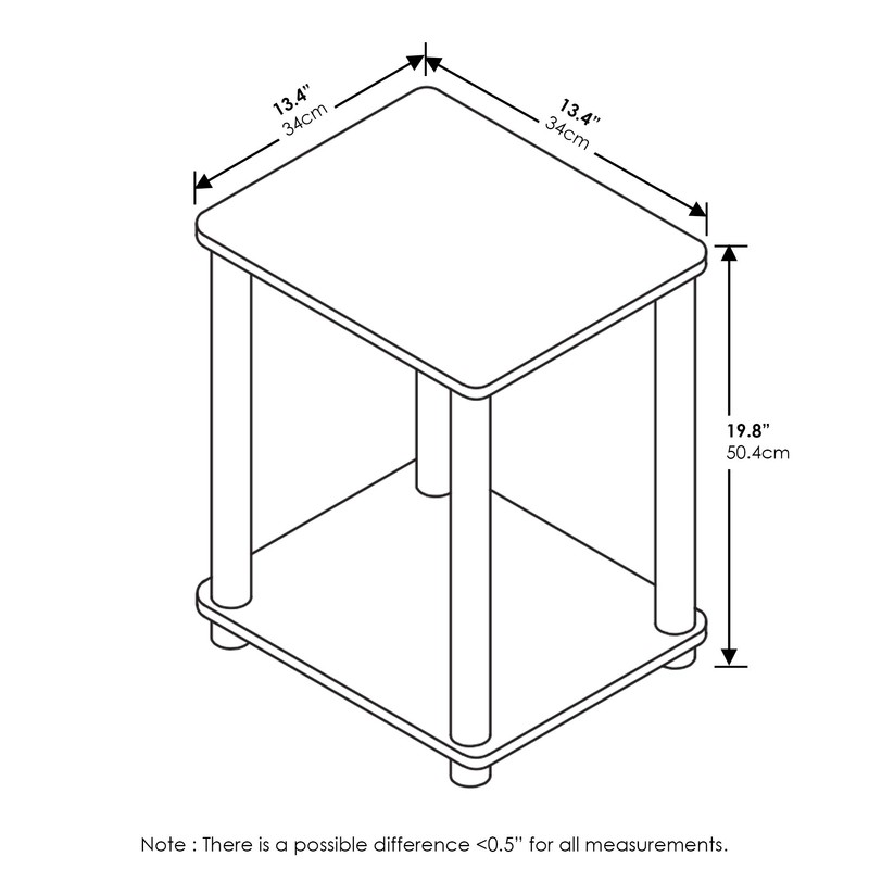 Furinno TURN-N-TUBE Side Table, 2-Tier End Table with Open Shelf,
