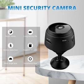 Yunseity A9 Home Mini Camera with Magnetic Back Cover, 1080p 2 Way Voice Home Security Camera, Infrared Night Vision Waterproof Camera for Home Office Courtyard (Black)
